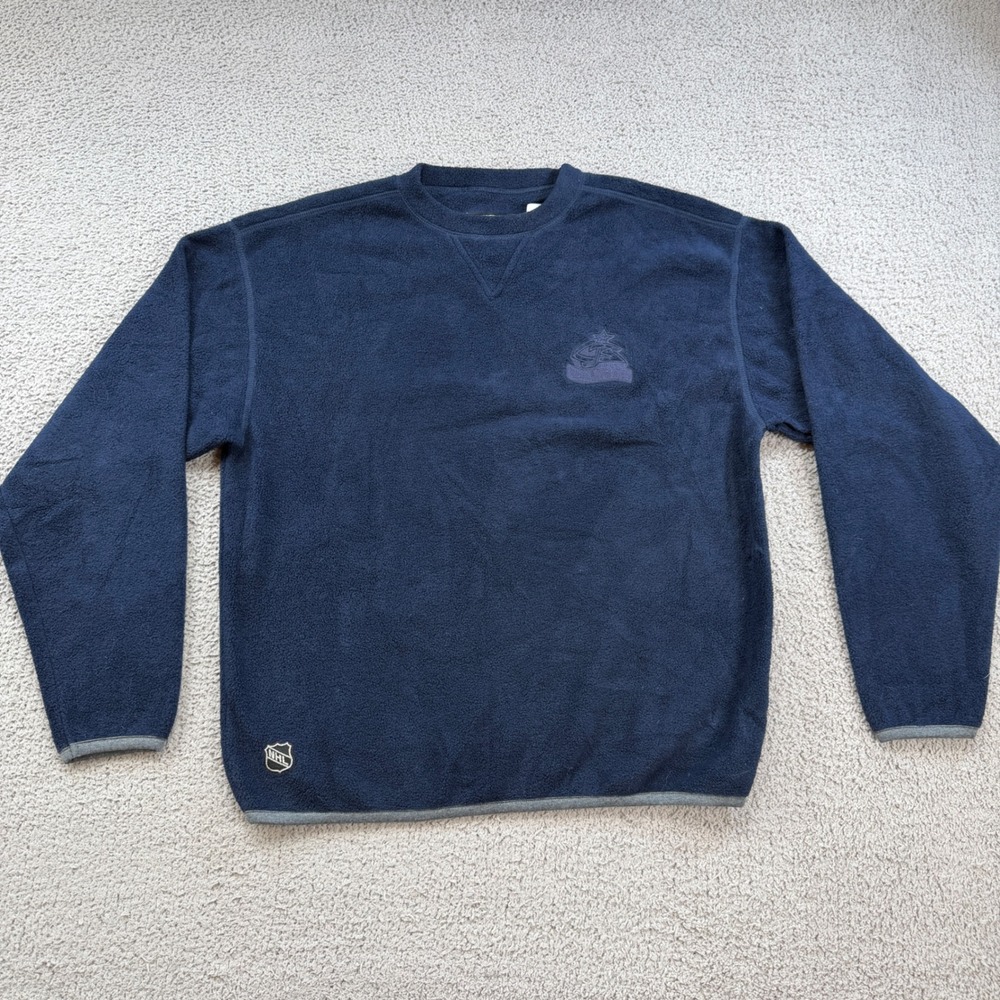 Vintage CCM NHL Columbus Blue Jackets Fleece Sweatshirt Navy Blue Men M Canada